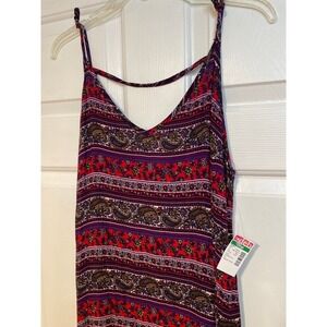 Maroon Long 90s Y2K NEW Deb Open Back‎ Strappy Flowy Maxi Dress Paisley L